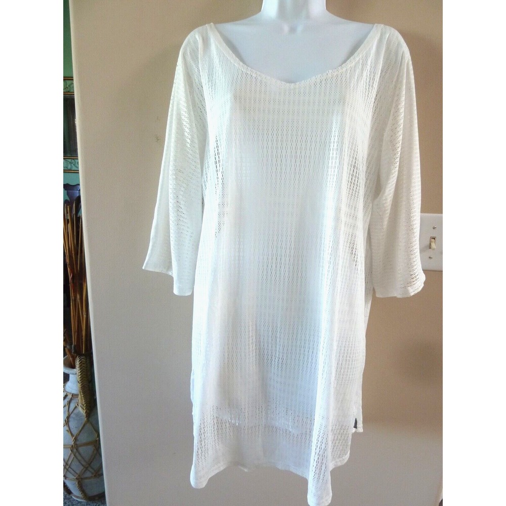 O'NEILL Women Mesh Beach Pool Cover-Up White Knee Length M/L RN85773